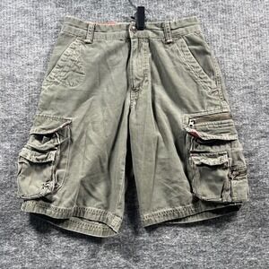 Wearfirst Vintage USA Boys Cargo Shorts Size 10 Olive Green Multi Pocket Cotton
